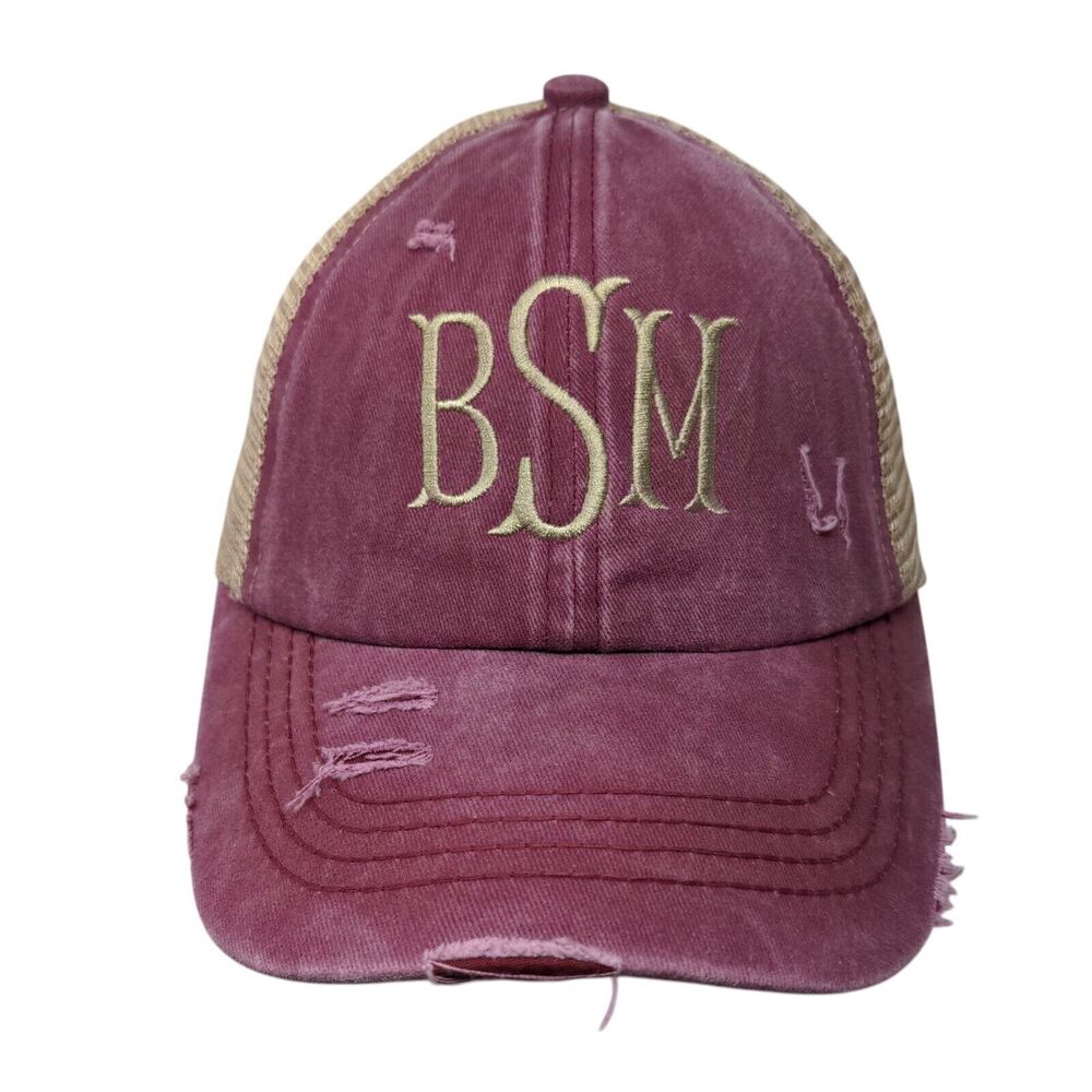 BSM Strapback Trucker Hat Ponytail Multi One Size Mesh Back C.C Exclusives